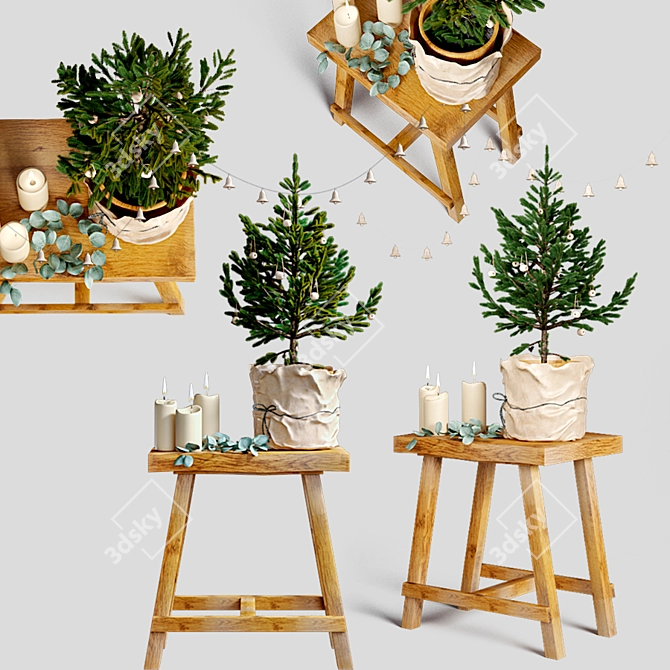 Festive Tree Ensemble: Joyful Holiday Decoration 3D model image 2