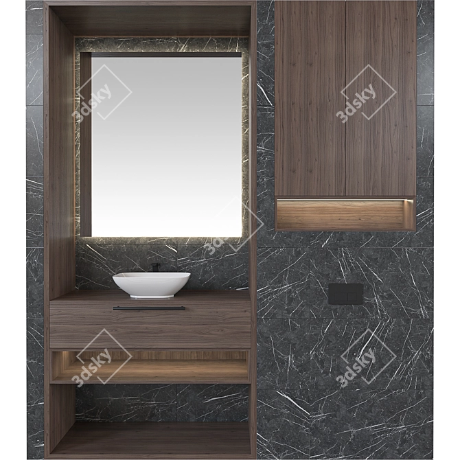 Modern Bathroom Set: Sink, Mirror, Furniture 3D model image 1