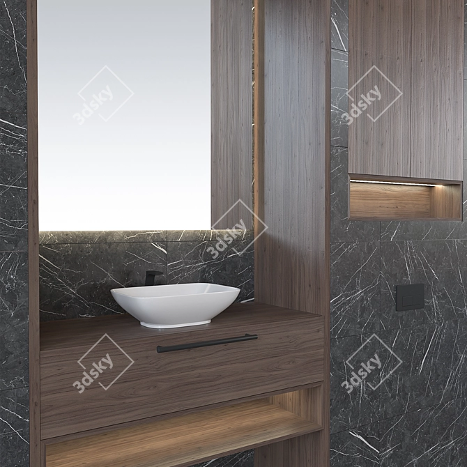 Modern Bathroom Set: Sink, Mirror, Furniture 3D model image 3