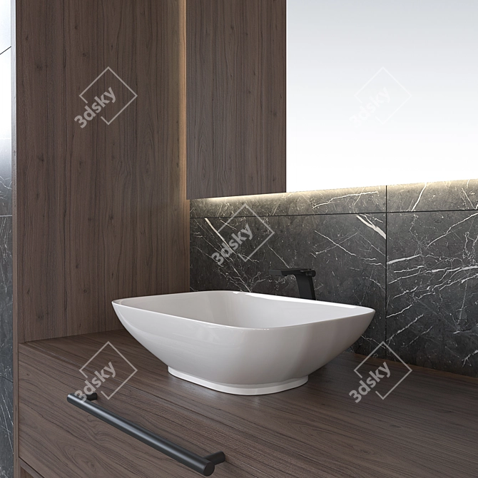 Modern Bathroom Set: Sink, Mirror, Furniture 3D model image 4
