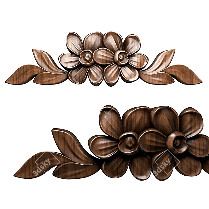 Wooden Flower Overlay 3D model image 1