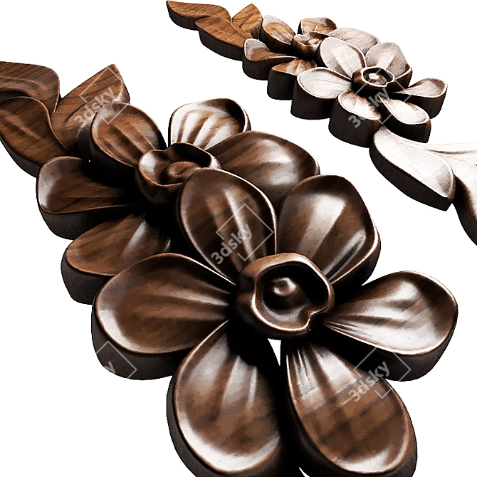 Wooden Flower Overlay 3D model image 2