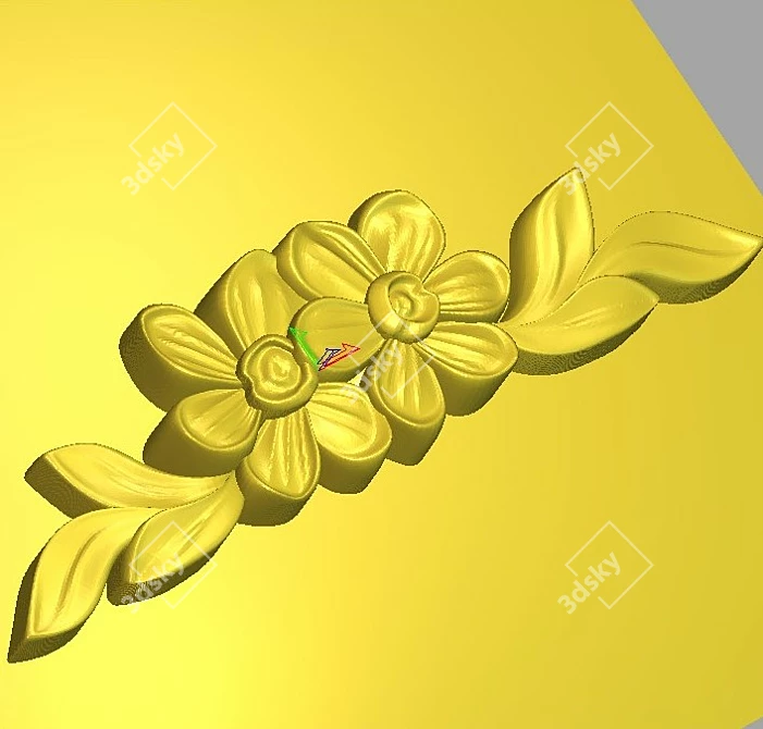 Wooden Flower Overlay 3D model image 3