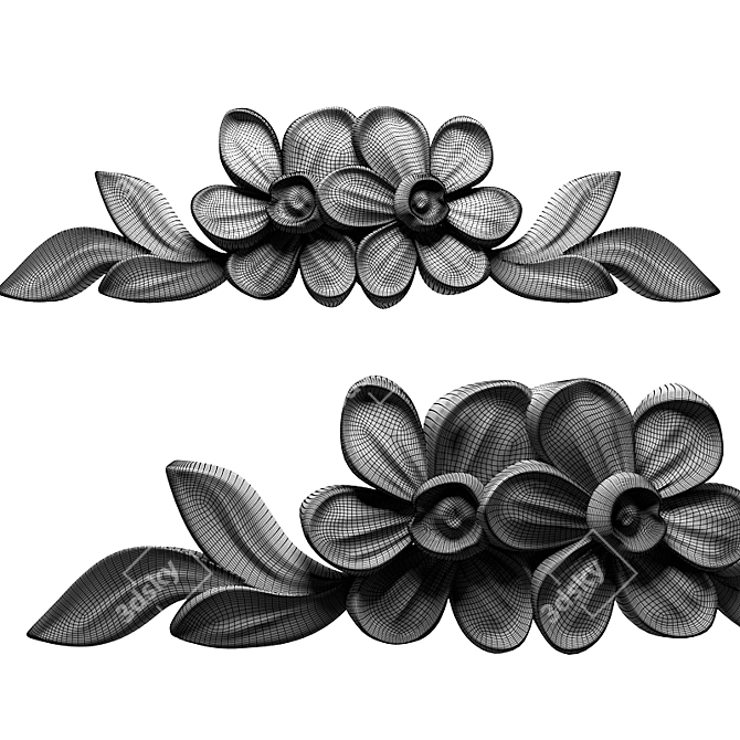 Wooden Flower Overlay 3D model image 4