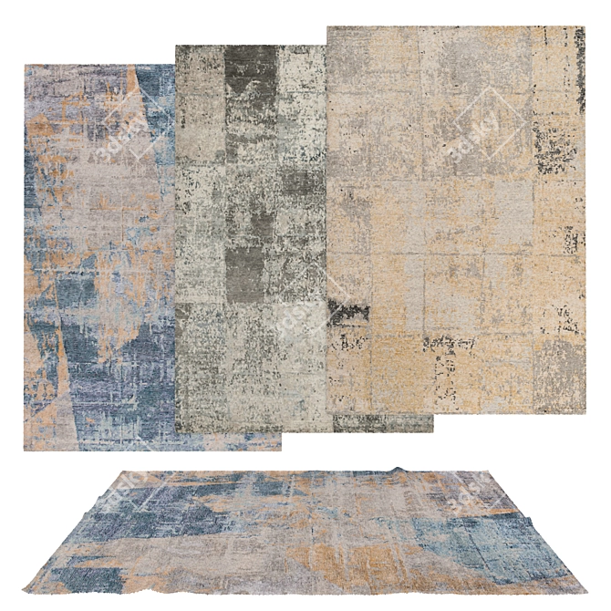 6-Piece Rug Set: Versatile & Realistic Rugs 3D model image 1