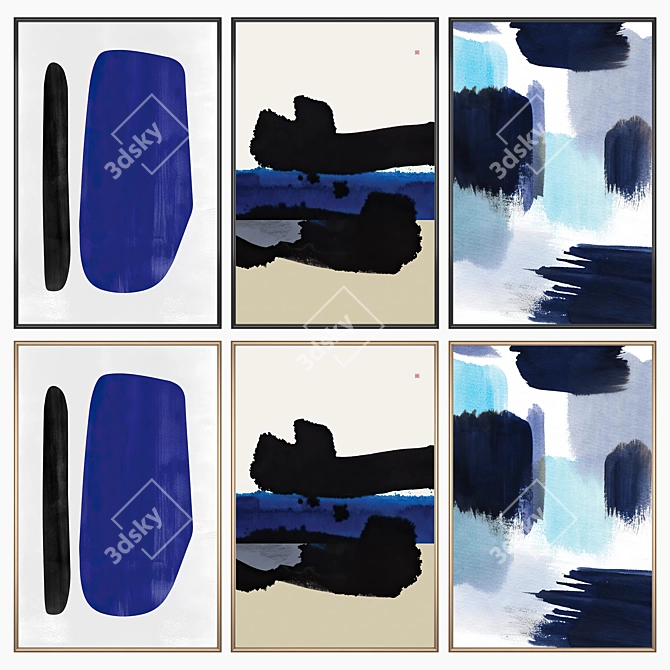 Gallery Collection: 3 Paintings & 4 Frame Options 3D model image 2