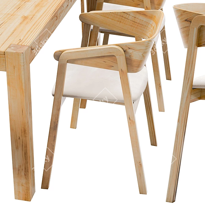 Modern Dalia Dining Set: Stylish Chair & Elegant Table 3D model image 5