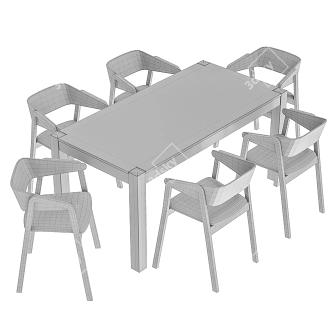 Modern Dalia Dining Set: Stylish Chair & Elegant Table 3D model image 6