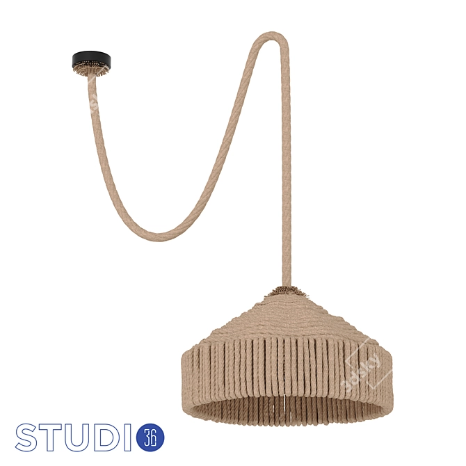 Dialma Brown Hemp Rope Ceiling Lamp 3D model image 1