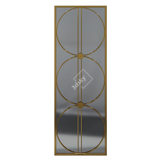 Golden Metal Mirror: Elegant Wall Decor 3D model image 1