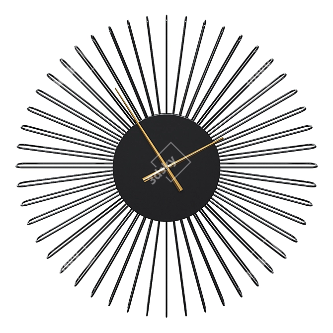 Modern Mesh Matte Black Wall Clock 3D model image 1