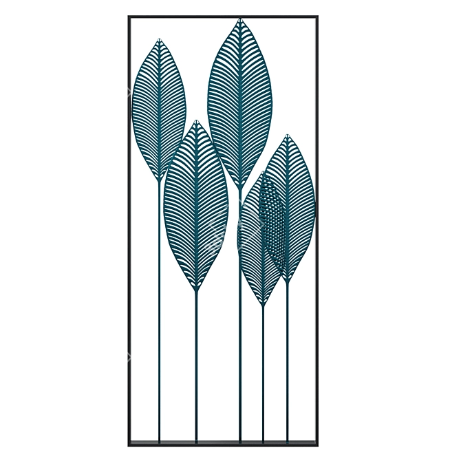 Metallic Blue Leaf Wall Art 3D model image 1