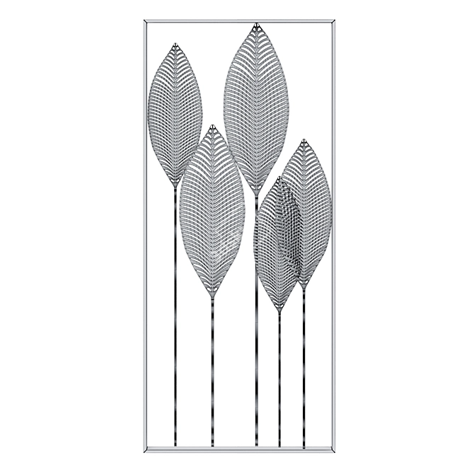 Metallic Blue Leaf Wall Art 3D model image 2