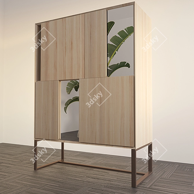 Modern Wooden Cupboard 3D model image 1