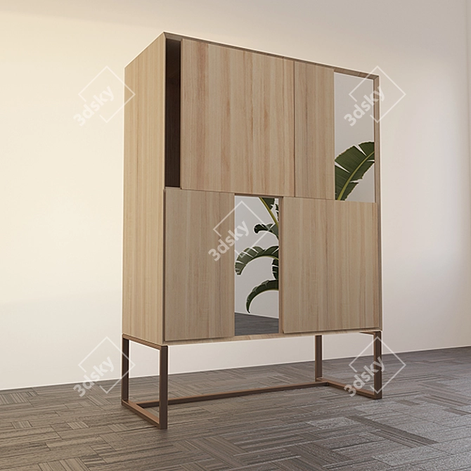 Modern Wooden Cupboard 3D model image 3