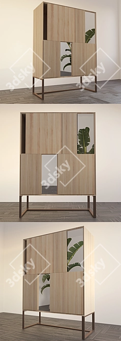 Modern Wooden Cupboard 3D model image 4