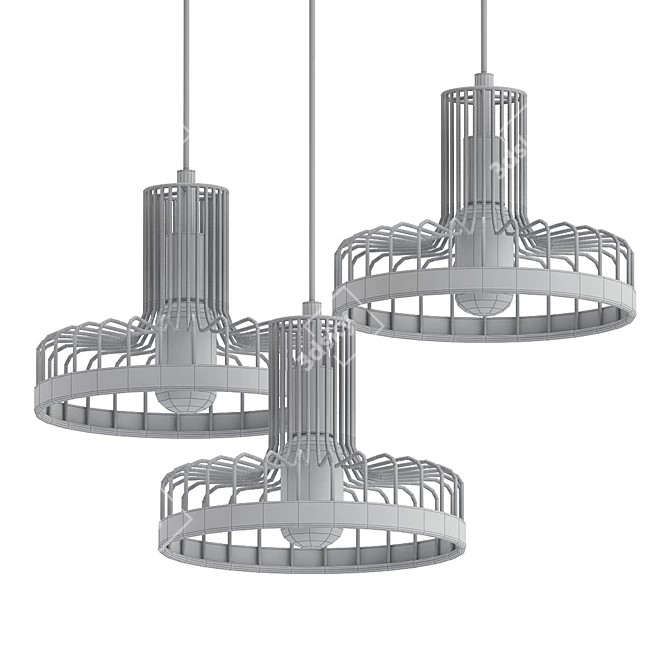 Eva 3-Light Linear Pendant 3D model image 2