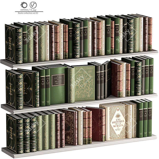 Book Collection Set 2015: 72 Parts, Vray Render 3D model image 1