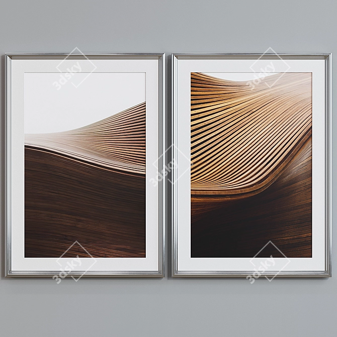 Modern Abstract Wooden Frame Set 3D model image 2