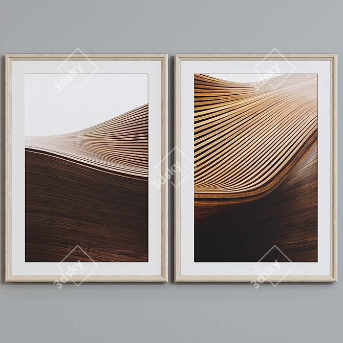 Modern Abstract Wooden Frame Set 3D model image 3