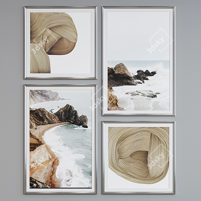 Modern Framed Art Set, Abstract Landscapes & Designs 3D model image 3