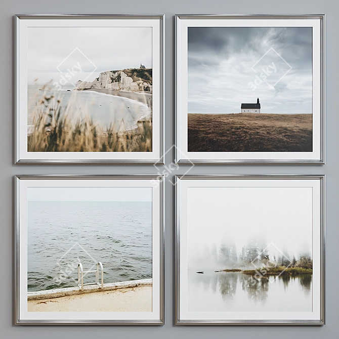 Modern Landscape Photo Frame Set 3D model image 3