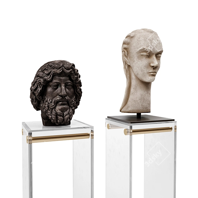 Sculpted Heads Pedestal Stand 3D model image 1