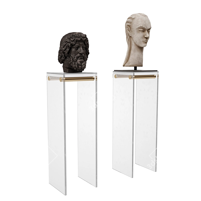 Sculpted Heads Pedestal Stand 3D model image 3