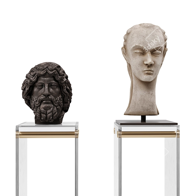 Sculpted Heads Pedestal Stand 3D model image 4