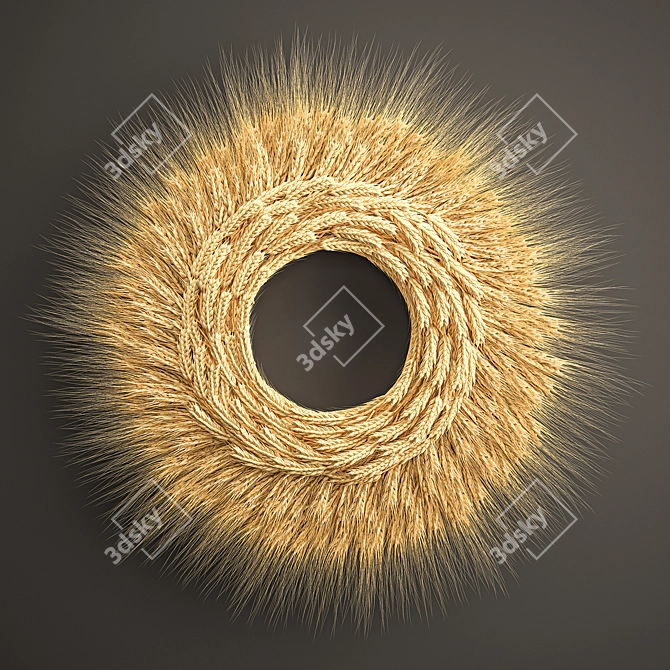 Wheat Spikelet Décor - Natural Wall Wreath 3D model image 1