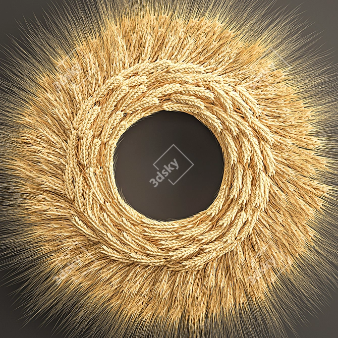 Wheat Spikelet Décor - Natural Wall Wreath 3D model image 3