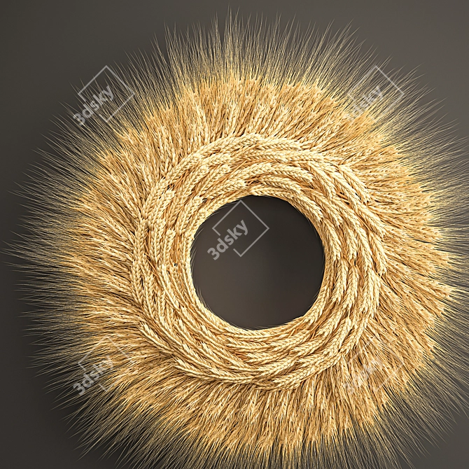 Wheat Spikelet Décor - Natural Wall Wreath 3D model image 5