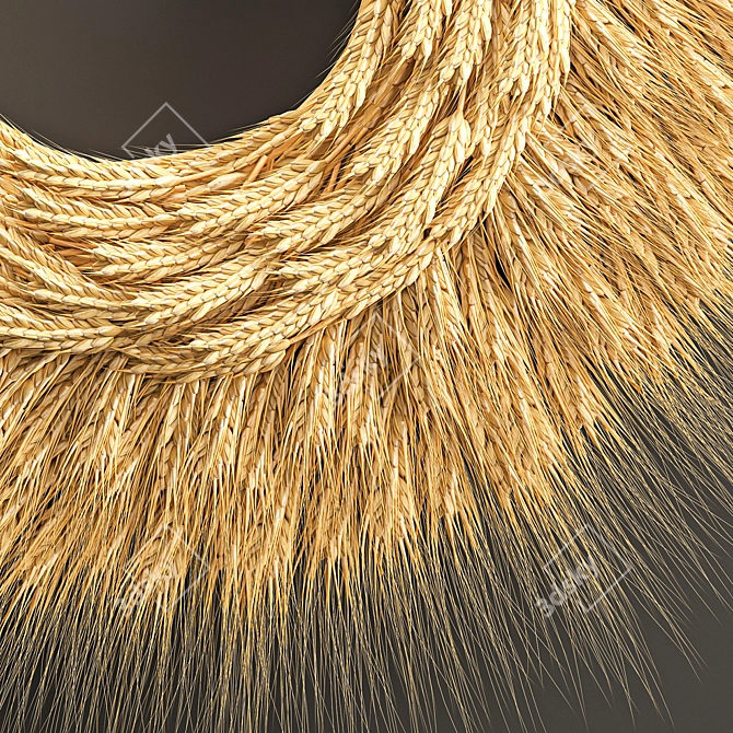 Wheat Spikelet Décor - Natural Wall Wreath 3D model image 7