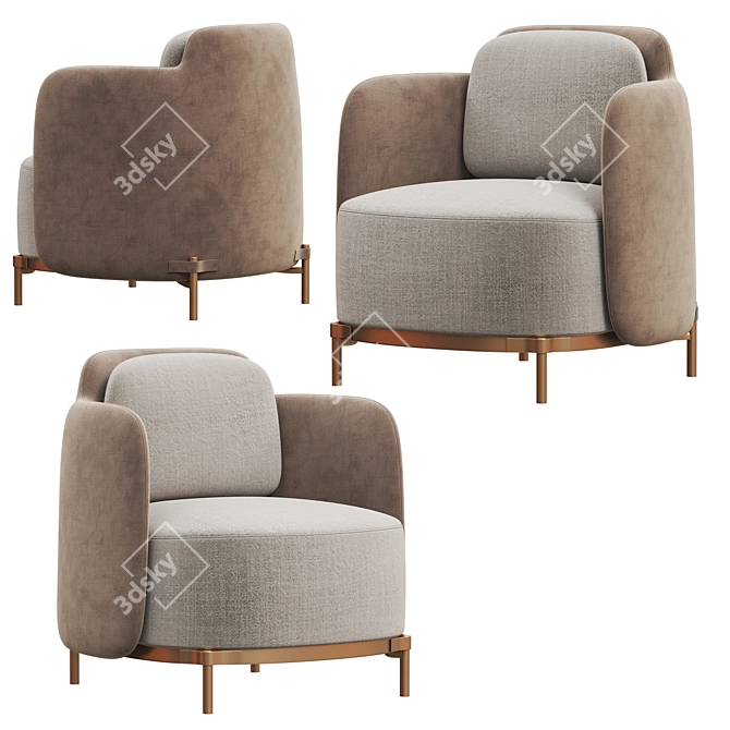 Elegant Minotti Tape Armchair 3D model image 2