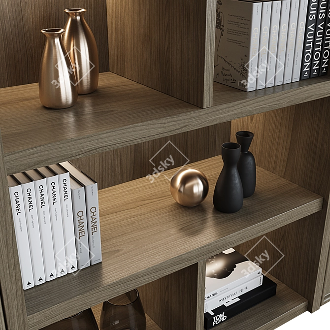 Sleek Lit Cupboard with Shelves 3D model image 4