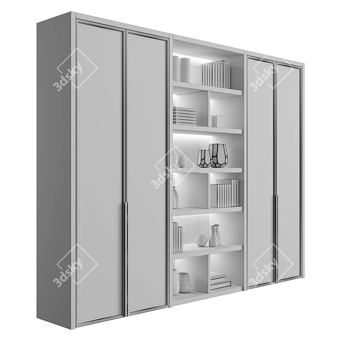 Sleek Lit Cupboard with Shelves 3D model image 5