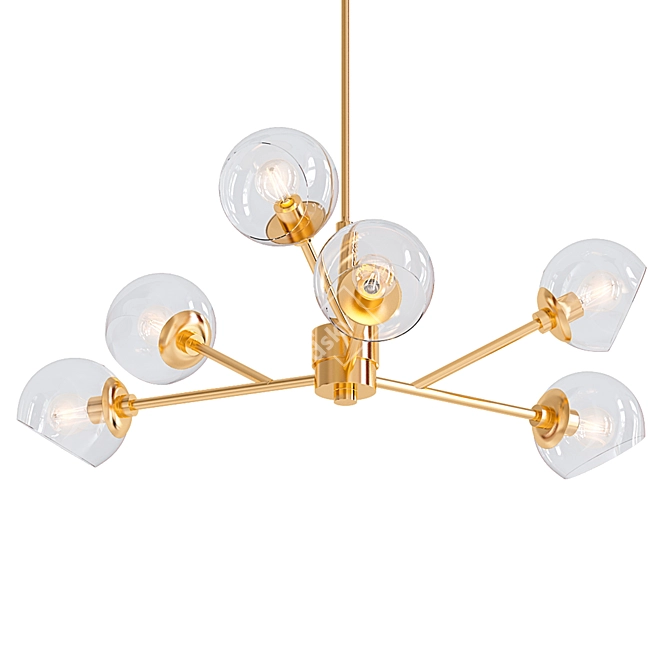 Elegant Gold Globe Chandelier 3D model image 1