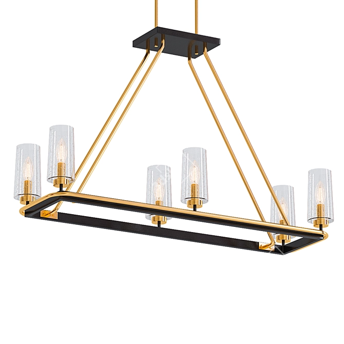 Elegant Brass and Black 6-Light Chandelier 3D model image 1