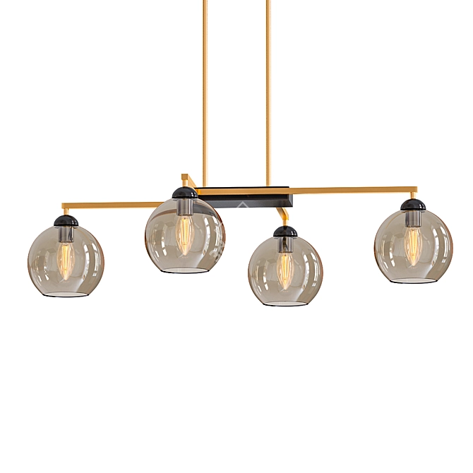 Brass Linear Pendant with Clear Glass Shade 3D model image 1