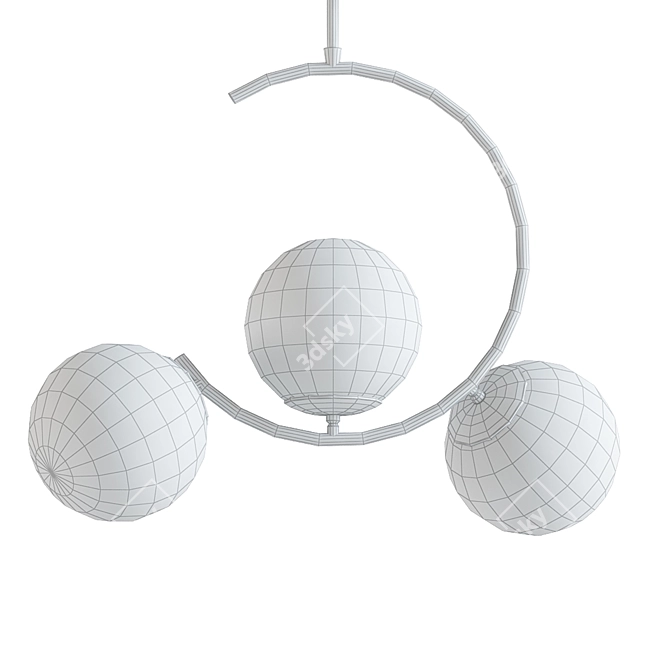  Vintage Mid-Century 3-Chandelier Set 3D model image 2