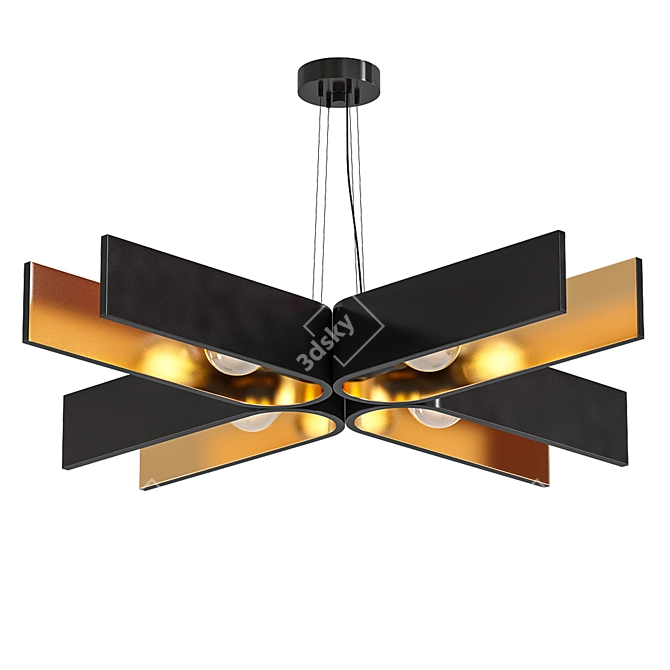 Elegant Black and Gold Lamp 3D model image 1