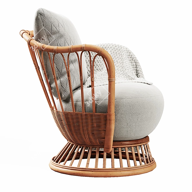 Natural Rattan Grace Lounge Chair 3D model image 2