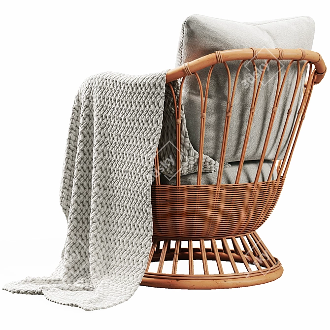 Natural Rattan Grace Lounge Chair 3D model image 3