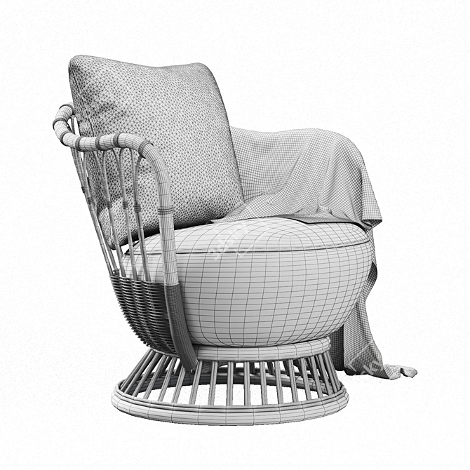 Natural Rattan Grace Lounge Chair 3D model image 4