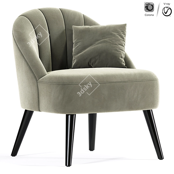 Elegant Banarp Channel Armchair 3D model image 1