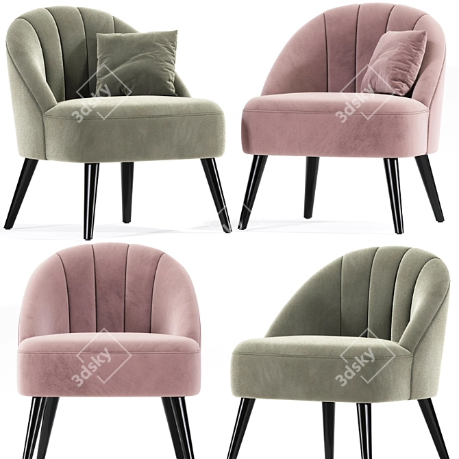 Elegant Banarp Channel Armchair 3D model image 2