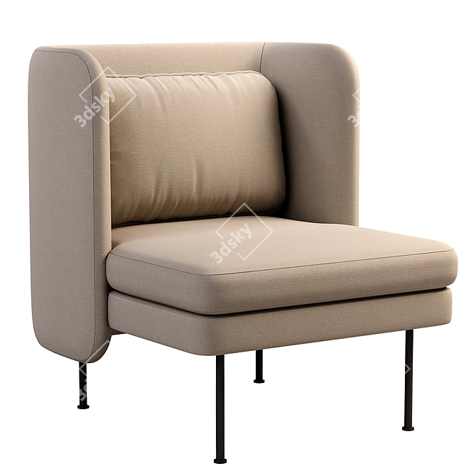 Plush Bloke Velvet Lounge Chair 3D model image 2