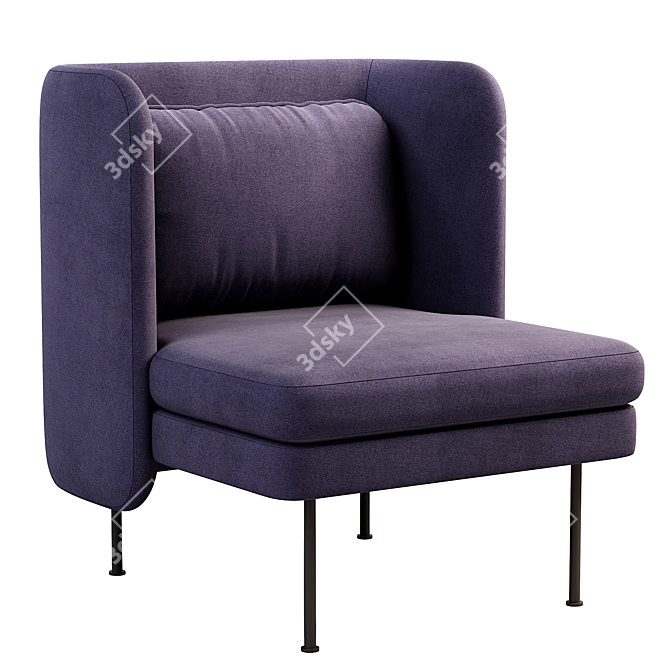 Plush Bloke Velvet Lounge Chair 3D model image 3