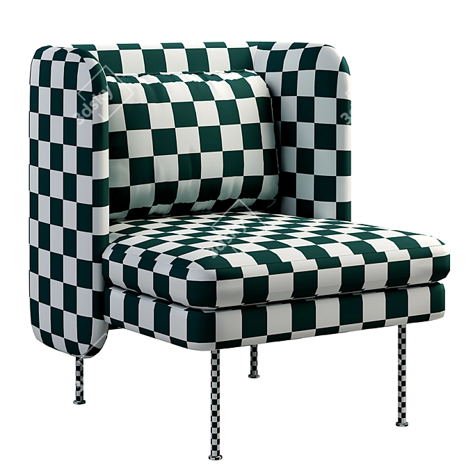 Plush Bloke Velvet Lounge Chair 3D model image 4