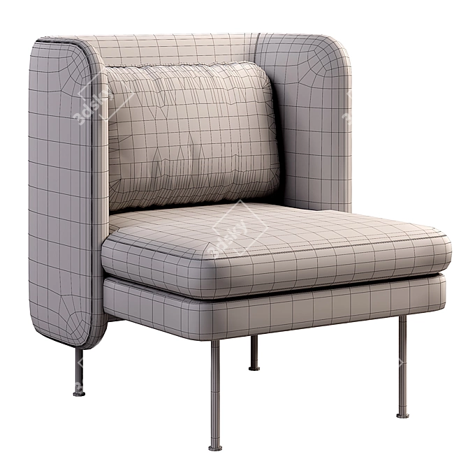 Plush Bloke Velvet Lounge Chair 3D model image 5